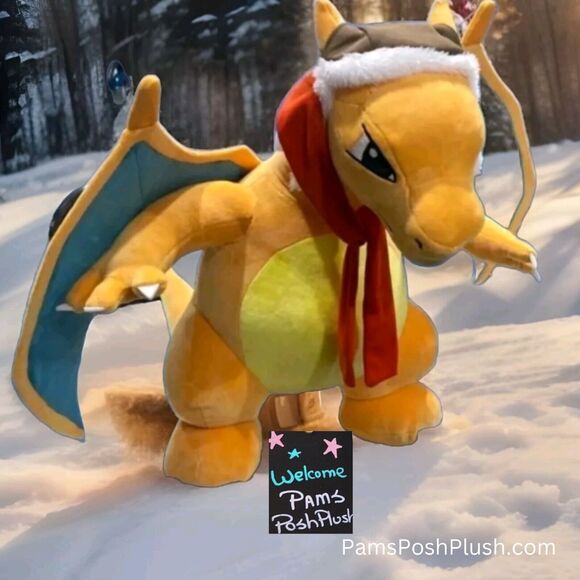 Build A Bear Giant CHARIZARD 2ft Pokemon Plush, Hat, Scarf Jumbo Nintendo - Picture 2 of 12